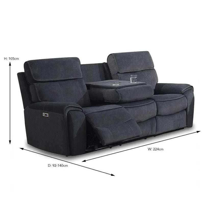 Ashleigh Electric Recliner 3 Seater with Console by BroDeals