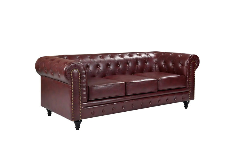 BroDeals sofa Boston Faux Leather Chesterfield 3 Seater Sofa Boston Faux Leather Chesterfield 3 Seater Sofa