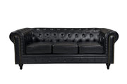 BroDeals sofa Boston Faux Leather Chesterfield 3 Seater Sofa - Black Boston Faux Leather Chesterfield 3 Seater Sofa - Black