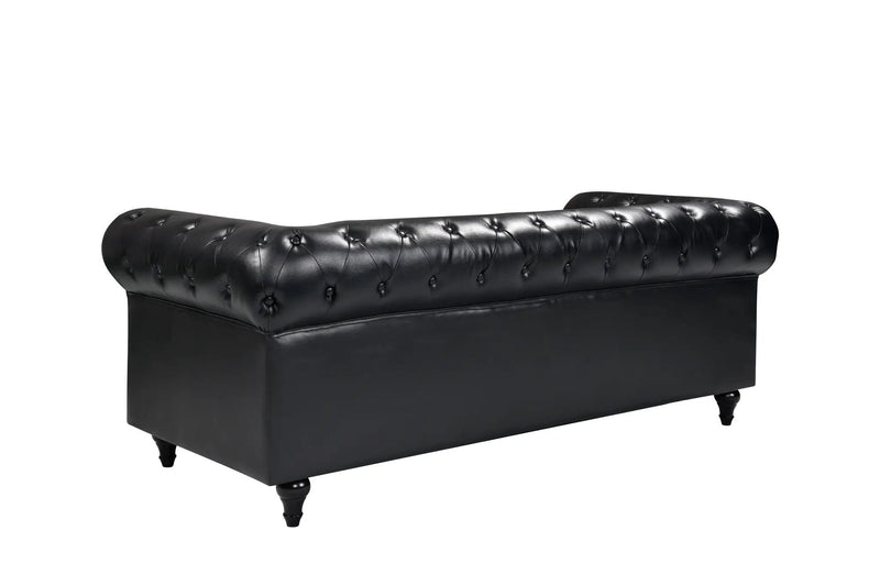 BroDeals sofa Boston Faux Leather Chesterfield 3 Seater Sofa - Black Boston Faux Leather Chesterfield 3 Seater Sofa - Black