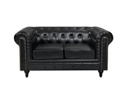 BroDeals Sofas Boston Faux Leather Chesterfield 2 Seater Sofa - Black Boston Faux Leather Chesterfield 2 Seater Sofa - Black