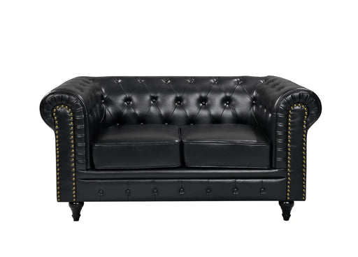 BroDeals Sofas Boston Faux Leather Chesterfield 2 Seater Sofa - Black Boston Faux Leather Chesterfield 2 Seater Sofa - Black
