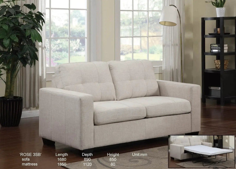 Rose 2 Seater Sofabed - Beige by BroDeals