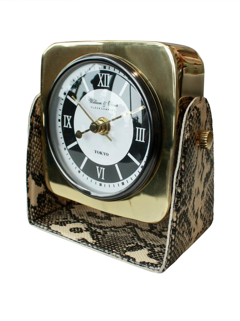 Table Clock With Snake Skin Design Base by BroDeals
