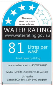 Midea 8.0KG Front Load Washing Machine MFC80-JS1403B/C14E-AU(45) by BroDeals