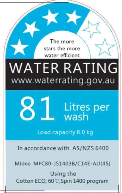 Midea 8.0KG Front Load Washing Machine MFC80-JS1403B/C14E-AU(45) by BroDeals