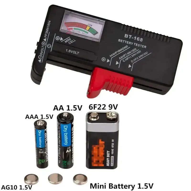 BT-168 Universal Battery Tester – AA/AAA/C/D/9V Button Cell Checker by Habicare