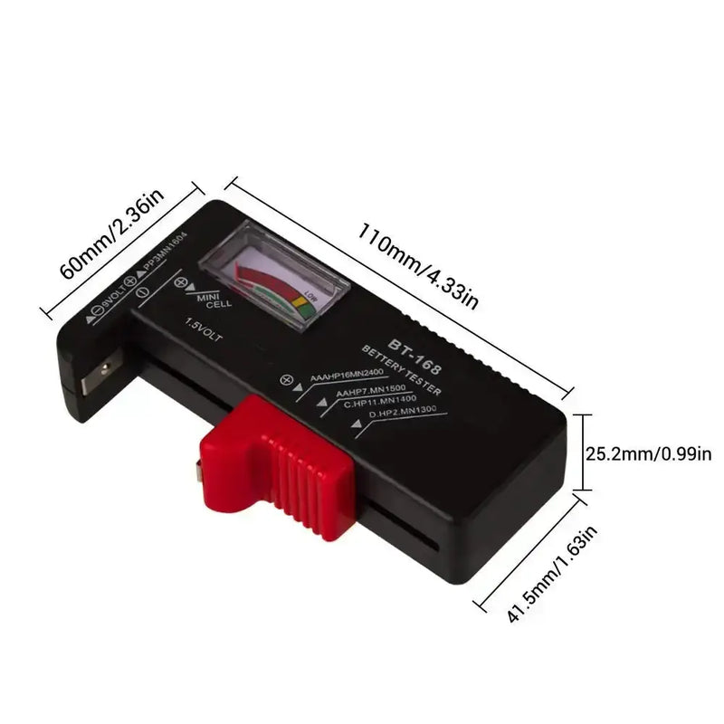 BT-168 Universal Battery Tester – AA/AAA/C/D/9V Button Cell Checker by Habicare