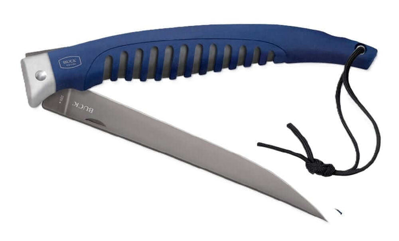 Buck 220 Silver Creek Fold Fillet Knife - Boxed with titanium-coated blade and rubberized grip.