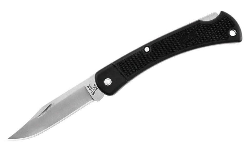 BUCK 110 Folding Hunter -LT knife featuring a clip point blade and lightweight nylon handle.