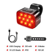 USB Rechargeable Bicycle Front & Rear LED Lights by Habicare