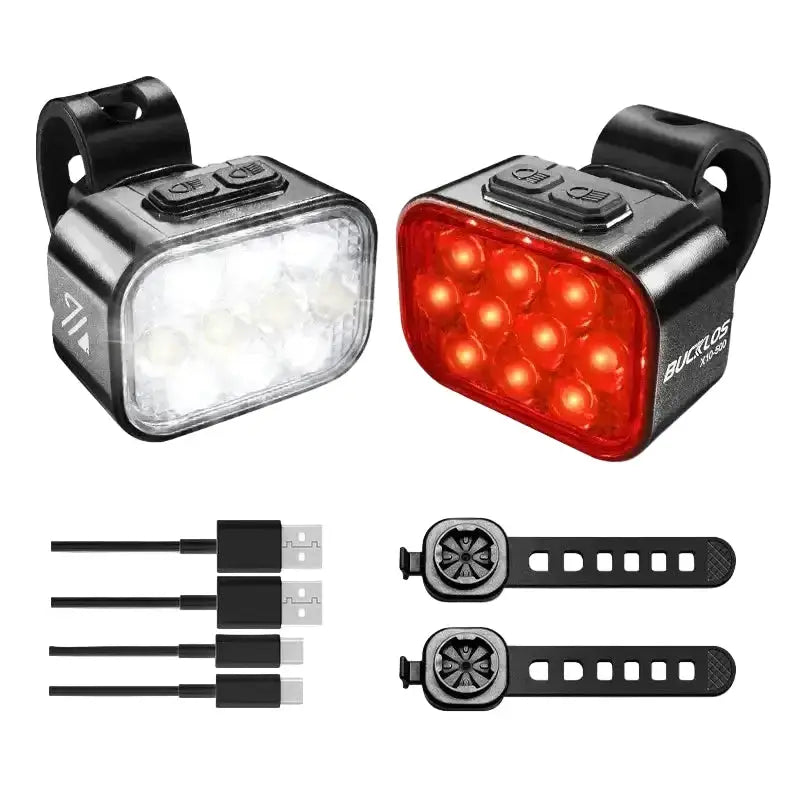 USB Rechargeable Bicycle Front & Rear LED Lights by Habicare