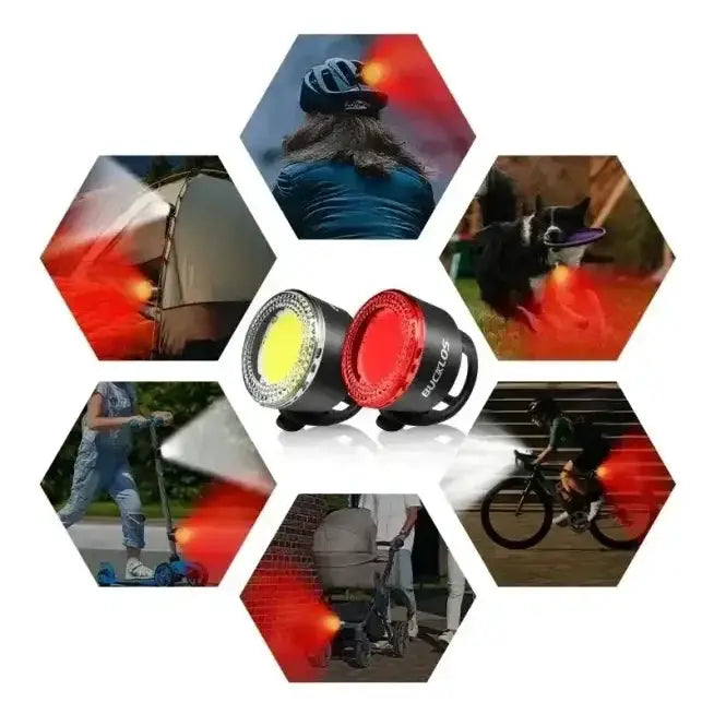 USB Rechargeable Bicycle Front & Rear LED Lights by Habicare