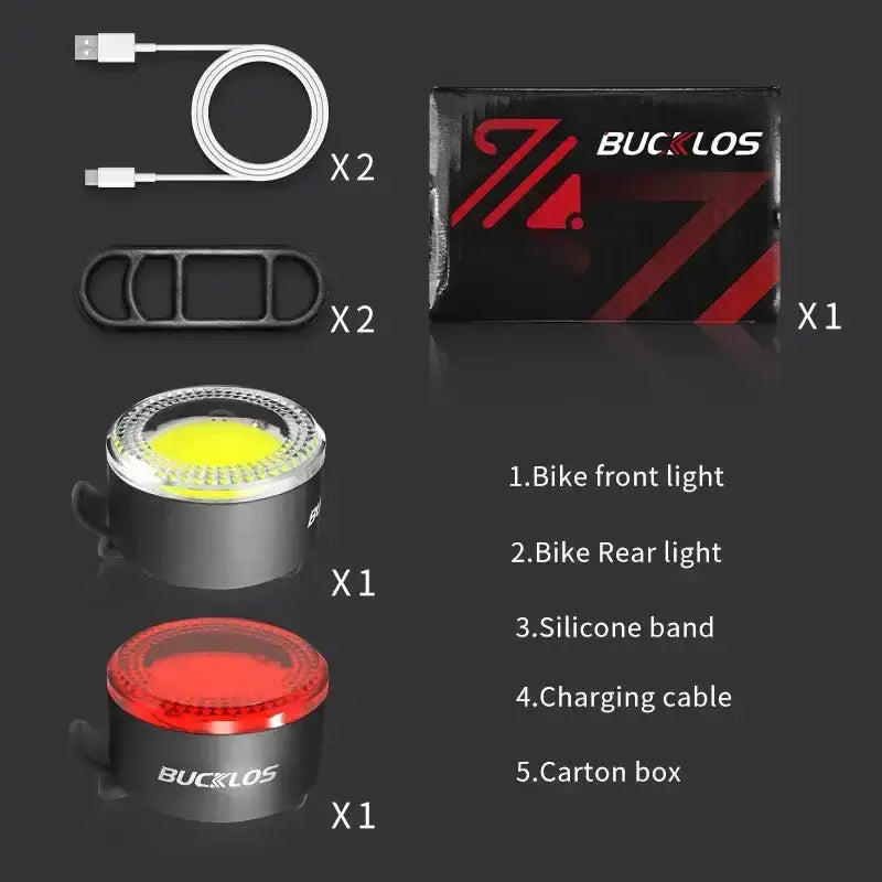 Rechargeable Bicycle Front & Rear Light Set by Habicare
