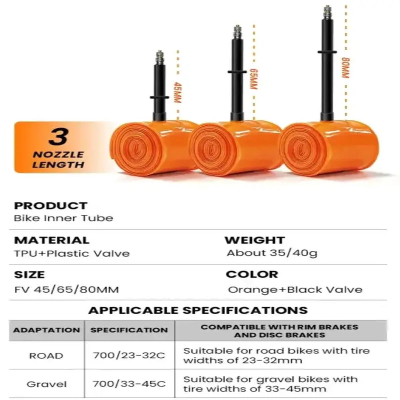 Habicare Bucklos 700C TPU Inner Tube For Road And Gravel Bikes With Presta Valve Bucklos 700C TPU Inner Tube for Road and Gravel Bikes