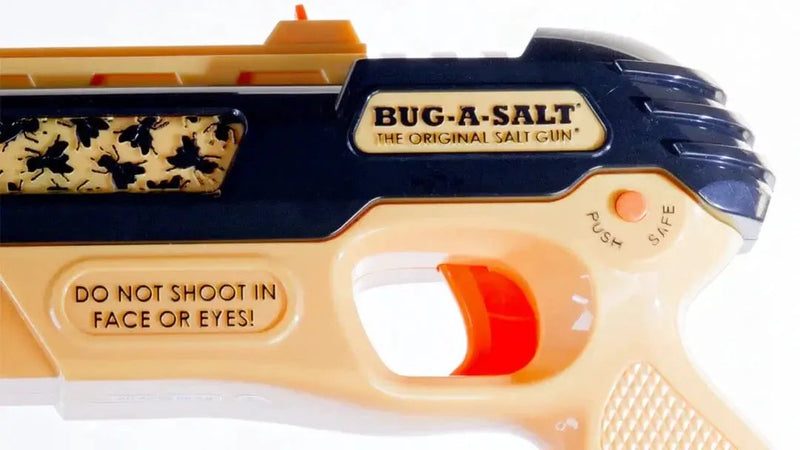 Close-up of the BUG-A-SALT 3.0 Orange Crush Edition showing safety and design features.