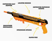 Image of Bug-A-Salt 3.0 Orange Crush Edition highlighting features like lighter design and improved sights.