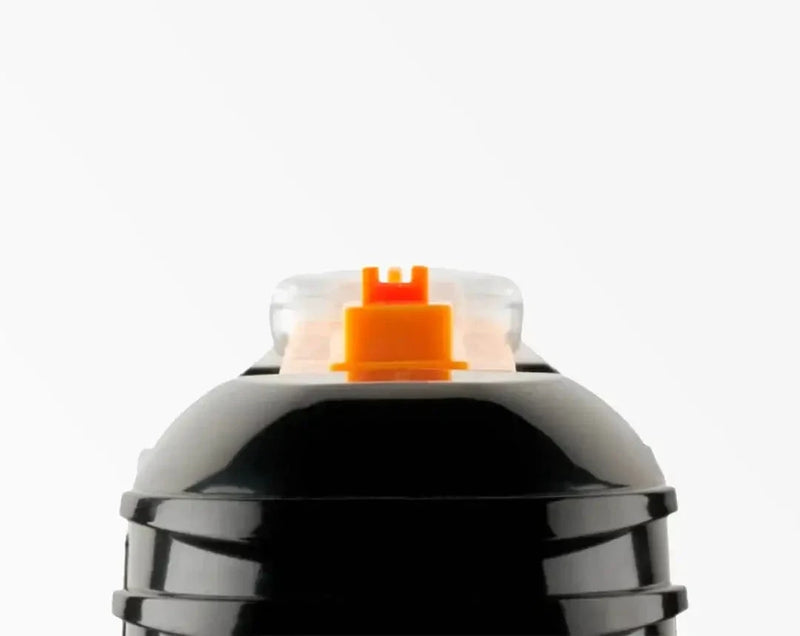 Close-up view of the safety trigger on the Bug-A-Salt 3.0 Orange Crush Edition.