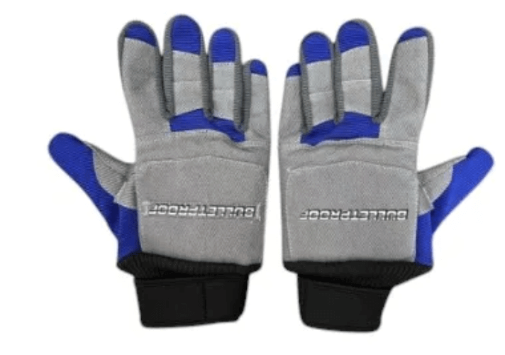 Bulletproof Tracing Leadering Gloves - five sizes (M to 3XL) showing durable materials and comfortable design.
