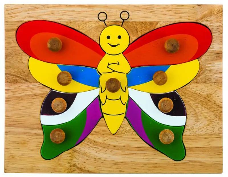 Wooden Butterfly Knob Puzzle - QToys | Wooden Toy NZ by Curious Moonbeam