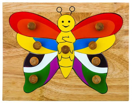 Curious Moonbeam Puzzle Wooden Butterfly Knob Puzzle - QToys | Wooden Toy NZ Wooden Butterfly Knob Puzzle - QToys | Wooden Toy NZ
