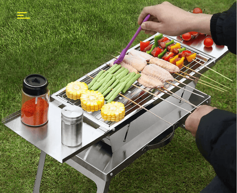 ECOTREK Charcoal BBQ Grill Portable Folding Stainless Steel Charcoal BBQ Grill for Camping, Beach & Backyard BZH2051 Portable Folding Stainless Steel Charcoal BBQ Grill for Camping, Beach & Backyard BZH2051