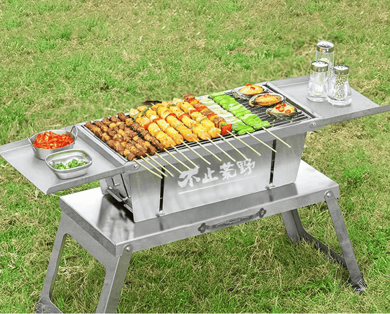 ECOTREK Charcoal BBQ Grill Portable Folding Stainless Steel Charcoal BBQ Grill for Camping, Beach & Backyard BZH2051 Portable Folding Stainless Steel Charcoal BBQ Grill for Camping, Beach & Backyard BZH2051