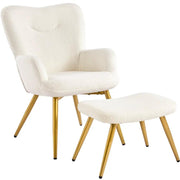 Boucle Accent Chair and Ottoman by Yaheetech
