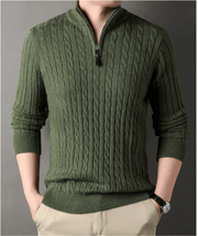 Men's Solid Color Half Zip Thick Sweater Warm Knit Pullover by Action Outdoors Limited