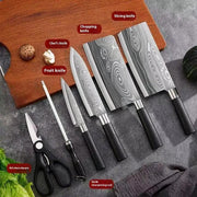 Household Kitchen Knife Suit Laser Pattern Stainless Steel Kitchen Knives 6piece Set Of Knives by China Dropship