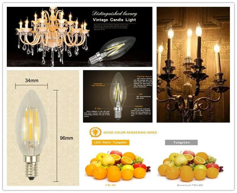 C35 Antique Vintage Candle bulb E14 LED by salelink.co.nz