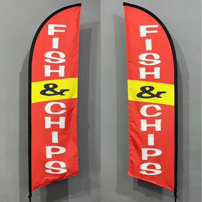Fish & Chips Double sided print Flag by dealonline.co.nz