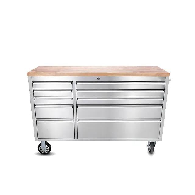 55 inch Stainless Steel 10 Drawer Work Bench tool chest Tool Box Chest Cabinet by Kiwi Grab