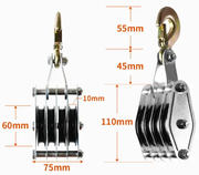 4-Wheel Metal Block Tackle Pulley System 20m by salelink.co.nz