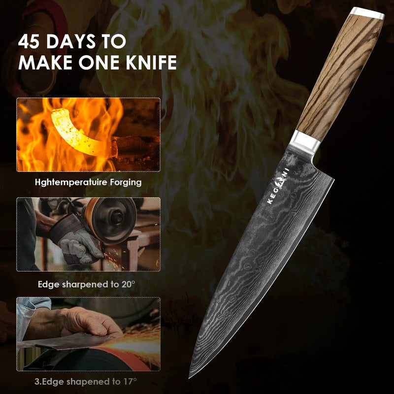 Kegani Chef Knife - 8 Inch Japanese Knife, 67 Layers Japanese VG-10 Damascus Steel Ultra Sharp Kitchen Knife, Professional Chef Knife Gyuto Knife- Ergonomic FullTang Handle - Chef Knife by China Dropship