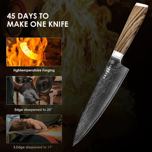 Kegani Chef Knife - 8 Inch Japanese Knife, 67 Layers Japanese VG-10 Damascus Steel Ultra Sharp Kitchen Knife, Professional Chef Knife Gyuto Knife- Ergonomic FullTang Handle - Chef Knife by China Dropship