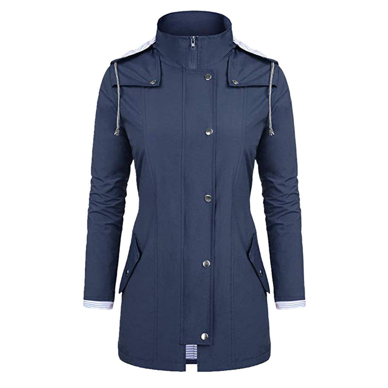 Womens Lightweight Waterproof Rain Jacket With Packable Hooded Shell