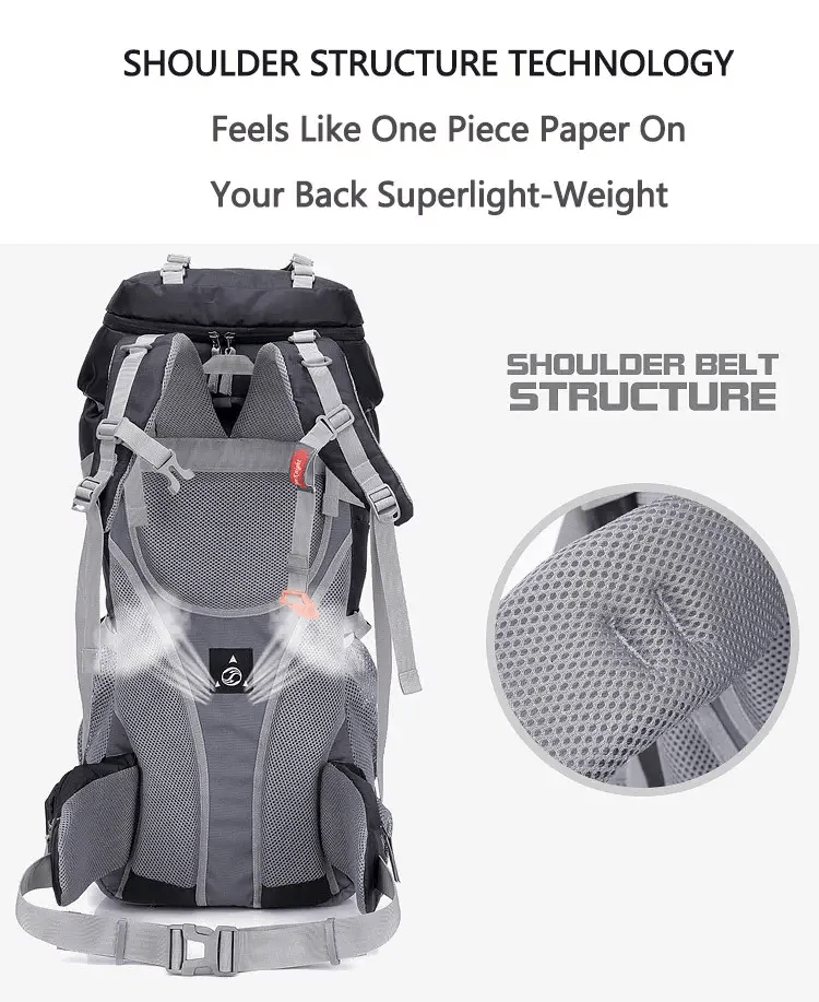 60L Camping Backpack – Ideal for Hiking, Climbing and Mountaineering ZYQS7146 by ECOTREK