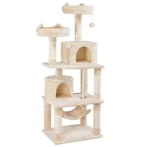 Multi-Level Cat Tree with 2 Condos & 2 Perches & Scratching Posts & Hammock by Yaheetech