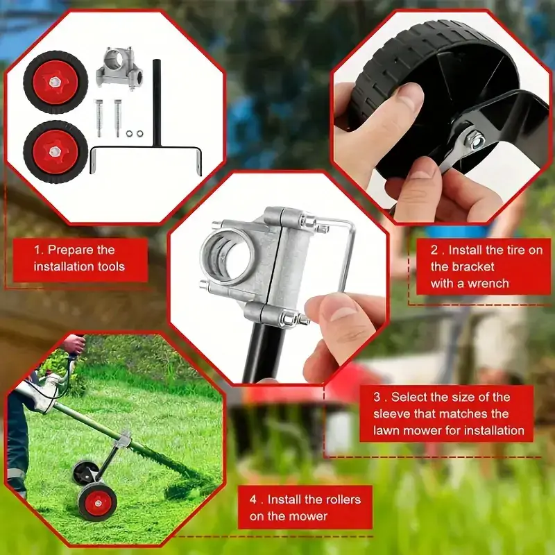 Universal String Trimmer Grass Eater Weed Cutter Adjustable Support Wheels Set by salelink.co.nz