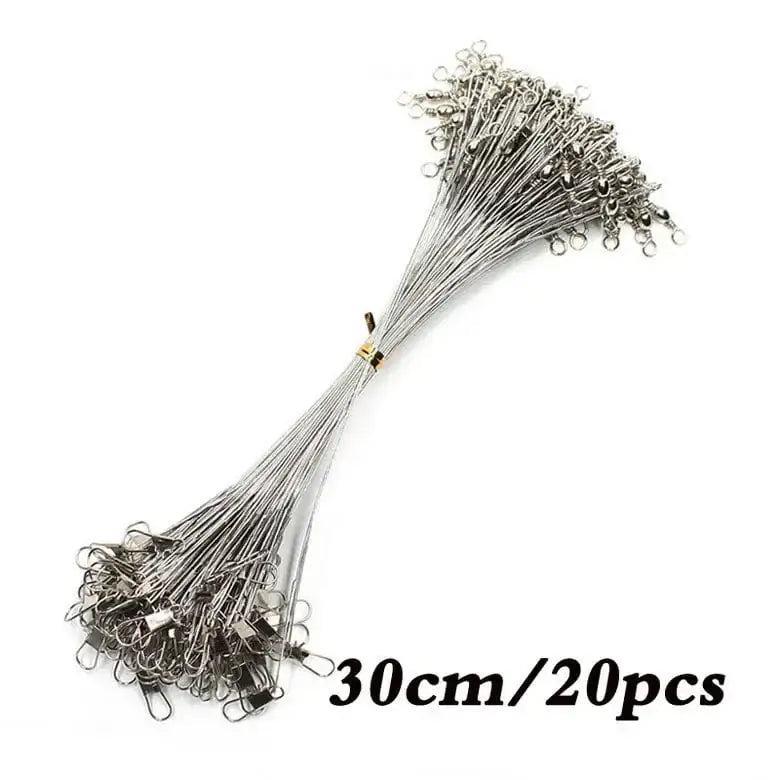 Anti Bite Steel Fishing Line Steel Wire Leader With Swivel Fishing Accessory Lead Core Leash Fishing Wire 15cm 20cm 30cm