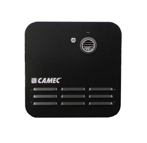 Camec Instant water heater - Black, a compact LPG water heater for constant hot water in motorhomes and caravans.