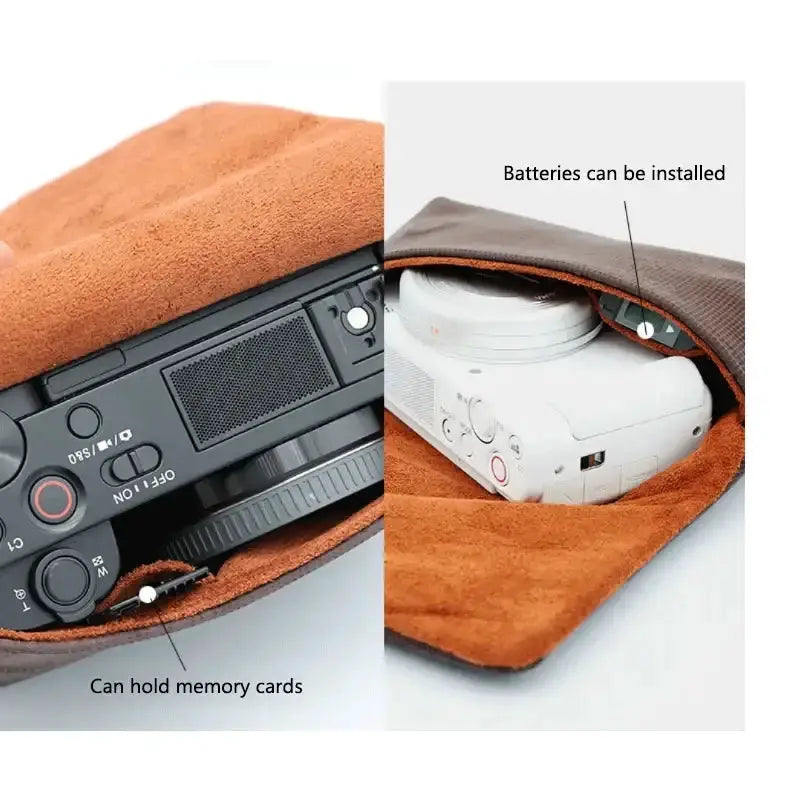 Habicare Portable Camera Storage Bag Leather Case for Sony ZV1 ZVE10 RX100 Canon G7X III Leather Camera Storage Bag For Sony ZV1 ZVE10 RX100