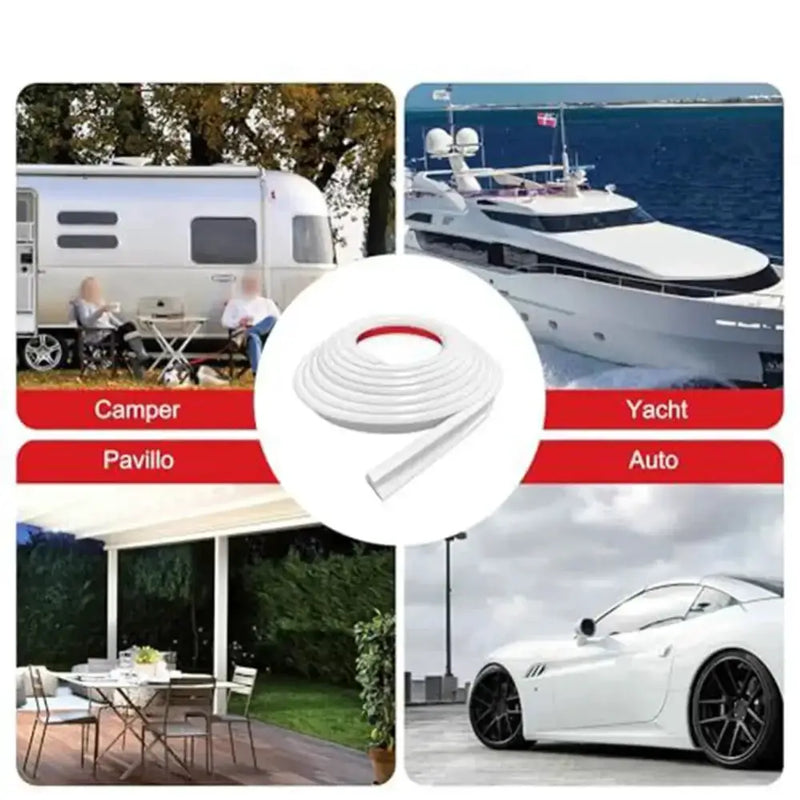 Camper Van Gutter Rain Guard – J Shape Drip Stop PVC Rain Gutter (5m) by Habicare