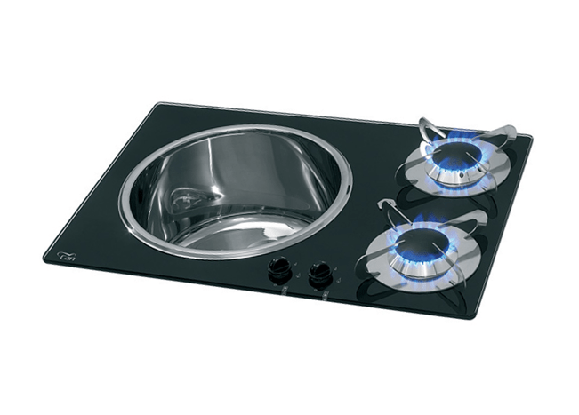 Combination 2 Hob with Sink - Glass Finish - Action Outdoors Kiwi