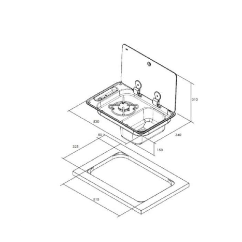 Rectangular Gas Hobb Cooker & in-built Sink - Action Outdoors Kiwi