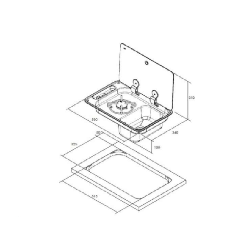 CAN Gas Ovens & Hobs Rectangular Gas Hobb Cooker & in-built Sink