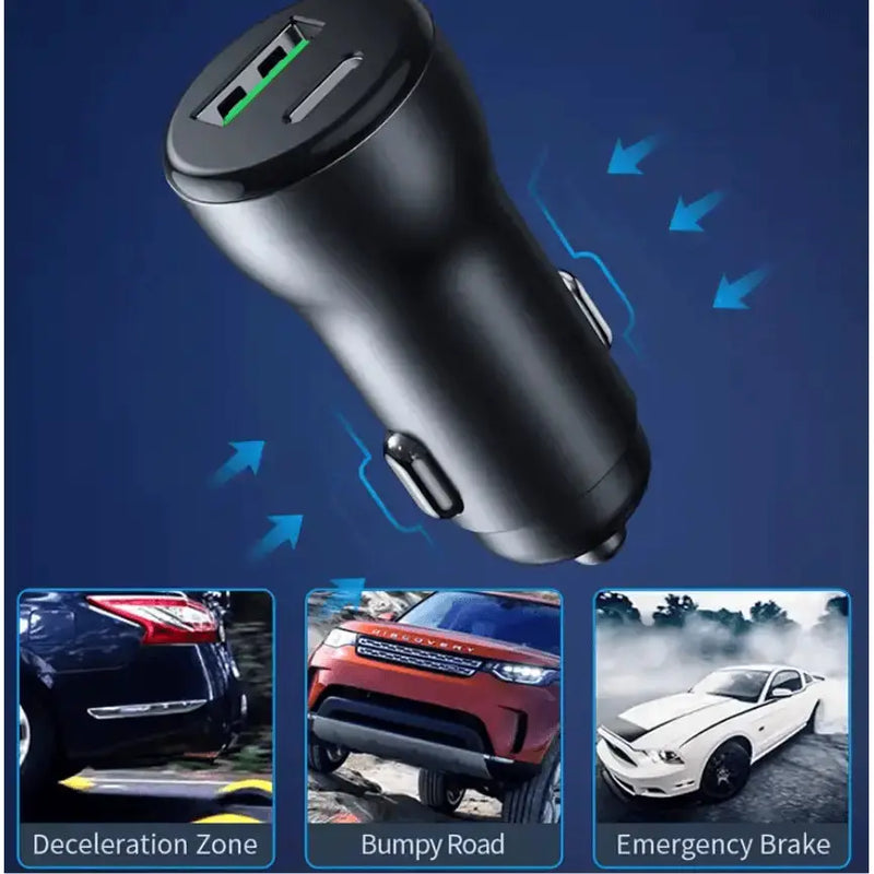 techplus Car Charger Type-C and USB Fast Charging Mobile Adapter TechPlus USB A USB C PD Car Charger Fast Charge
