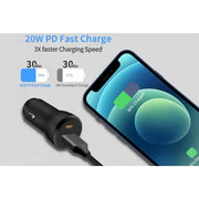 techplus Car Charger Type-C and USB Fast Charging Mobile Adapter TechPlus USB A USB C PD Car Charger Fast Charge