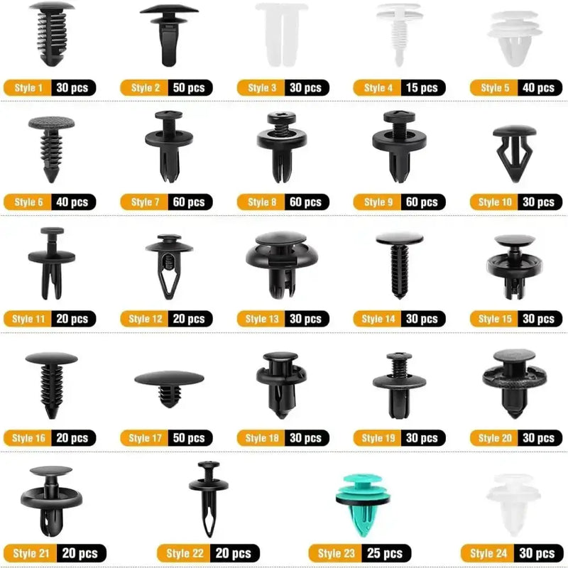 Car Fastener Clip Kit – Plastic Rivets & Retainer Pins (different types available) by Habicare